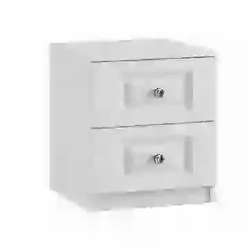 Crystal Knob 2 Drawer Bedside Chest White or Cashmere